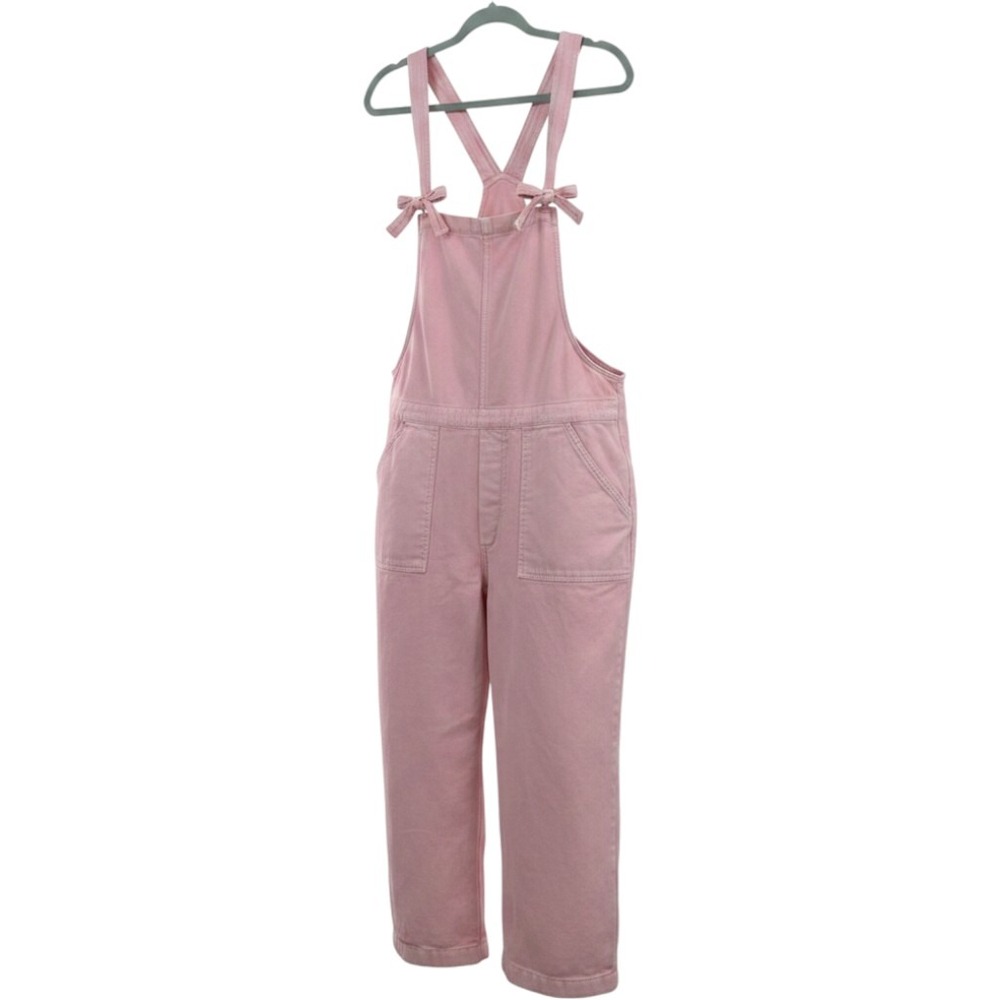 Zenana Size Large Overalls Pink Tie Knot Strap Denim Jumpsuit Pastel Womens
